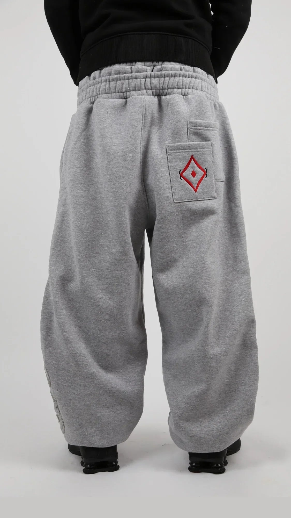 Grey pair of trousers sweatpants men and women gothic hip-hop embroidered embroidered pants casual elastic waist jogging pants