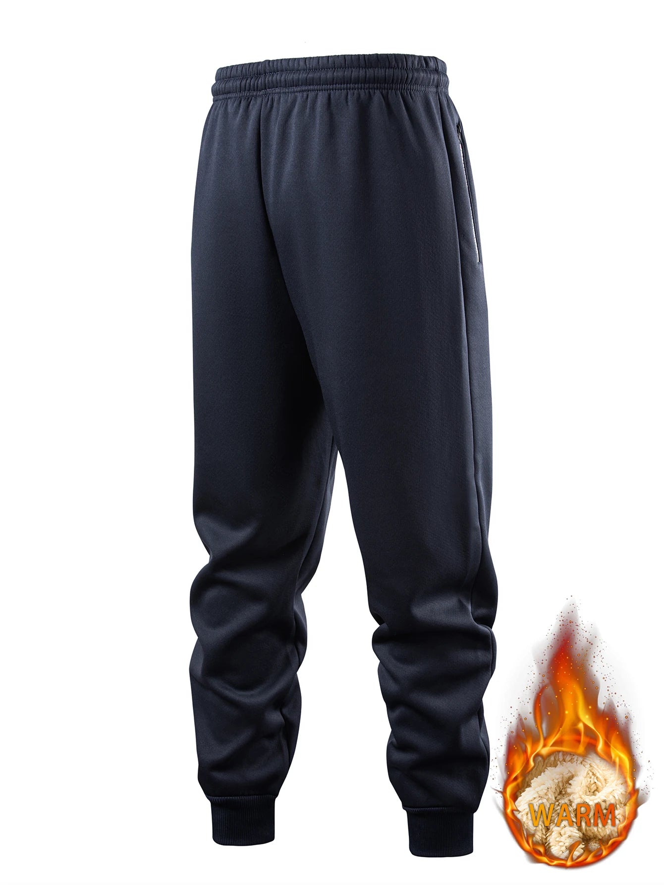 Men's casual pants autumn and winter lamb plush fleece sports pants men's jogging pants elastic waistband ankle-cuffed casual