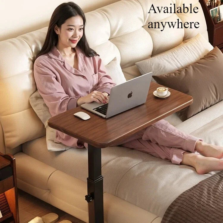 Stainless Steel Small Edge Table Bedside Table Household Mobile Desk Bedroom with Wheels Easy Lifting Learning Desk Workbench