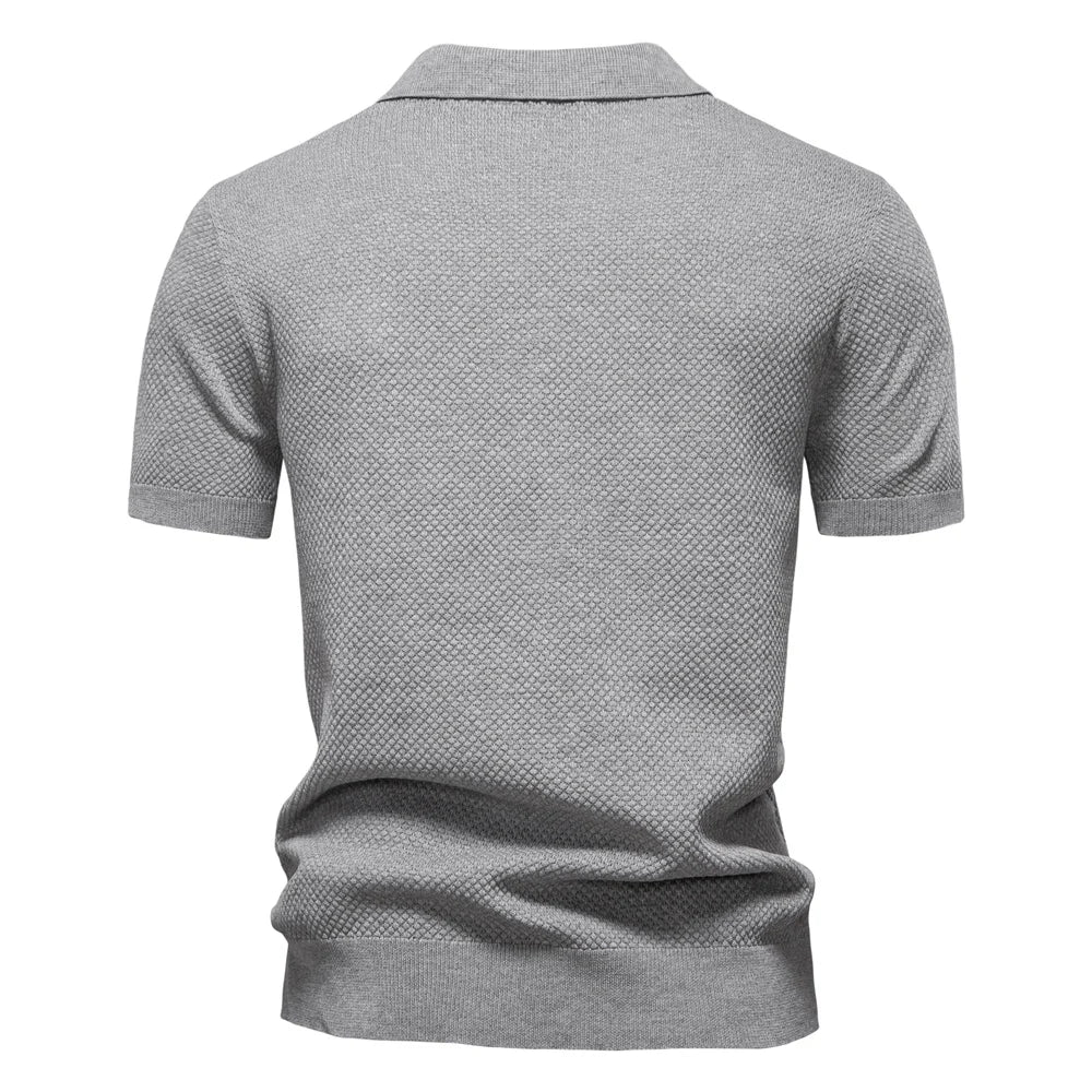 AIOPESON Men's Summer Breathable Polo Shirt Short Sleeve Solid Color Casual Polo Shirts for Men Lightweight Stretch Polo ﻿