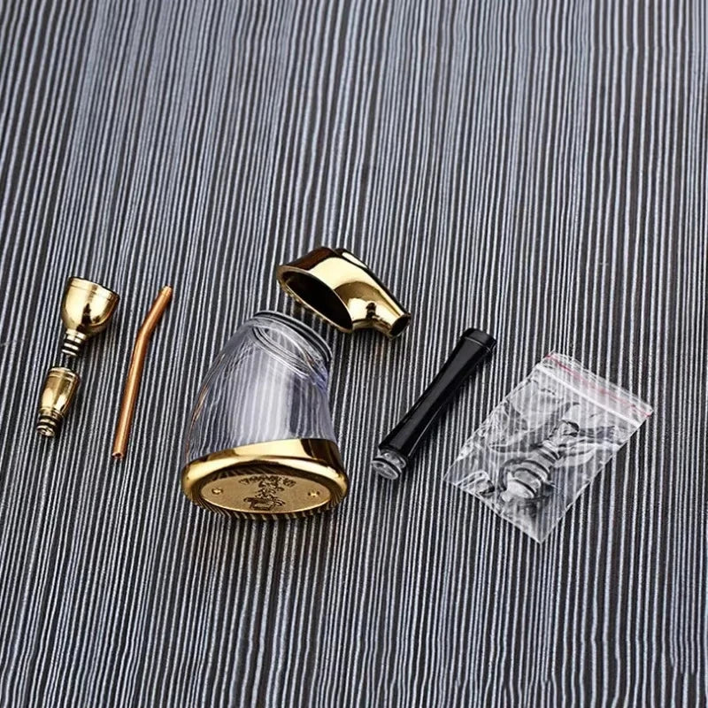 New Gold Shisha Shaped Hookah Water Pipe Smoking With Handmade Smoking Accessories Pipe Shisha Hookah Bicirculation Filter
