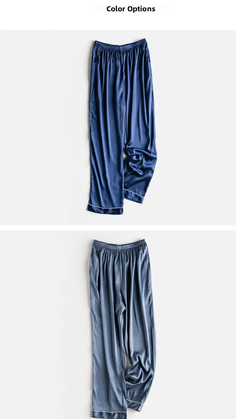 Ice Silk Sleep Pants Long Loose Fit Home Clothes for Men And Women plus Size Simulated Silk Single Piece Couple Home Pants