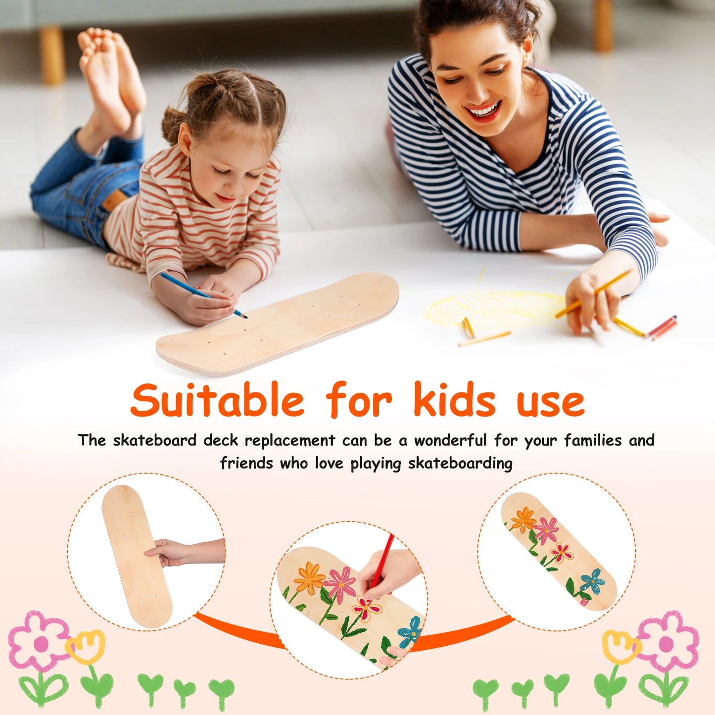Blank Wood Skateboard Deck DIY Unpainted Board for Teens Adults Custom Design Strong and Sturdy Riding Experience for Families