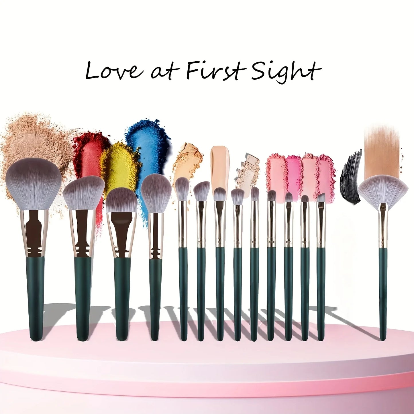 14PCS Vegan Makeup Brush Set - Full Face & Eye Kit with Soft Silk Bristles, Cruelty-Free for Beginners & Pros (Gift Ready)