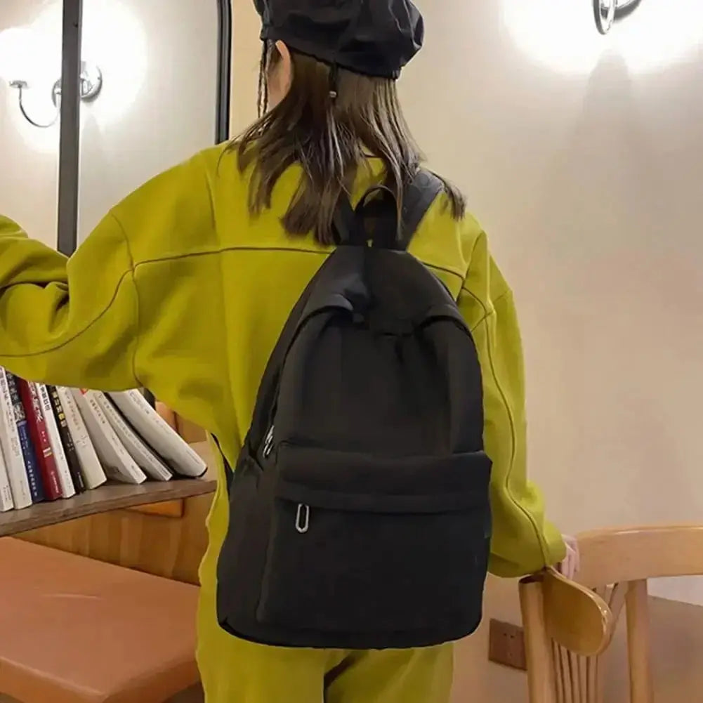 New Women Schoolbag Waterproof Large Capacity School Backpack Smooth Zipper Solid Teens Girl Casual Daypack Bag Student Supply