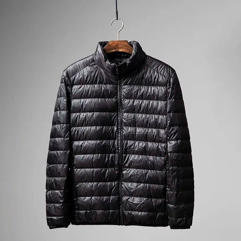 Portable Lightweight Short down Jacket for Men Autumn Winter Cotton Padded Stand Collar Casual Warm Elderly Friendly Outerwear