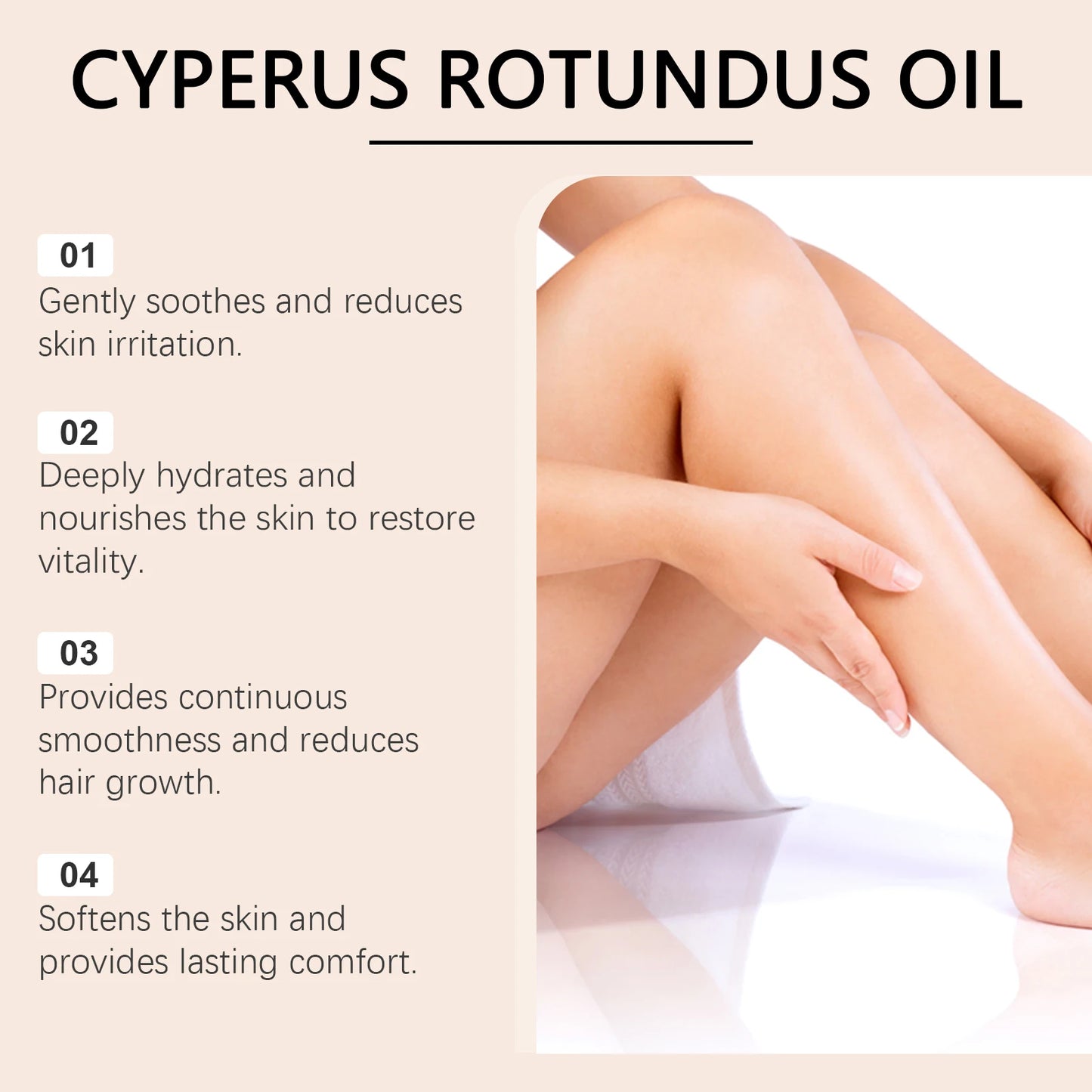 Pure Cyperus Rotundus Oil for Hair Removal Essence Reduce Armpit Arms Body Hair Inhibitor Shrink Pores Smooth Skin Care Serum