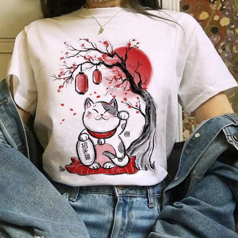 Japanese Anime T Shirts Women T-shirts Harajuku Ullzang T-shirt Cartoon Aesthetic Vintage Shirts for girls 90s Top Tees