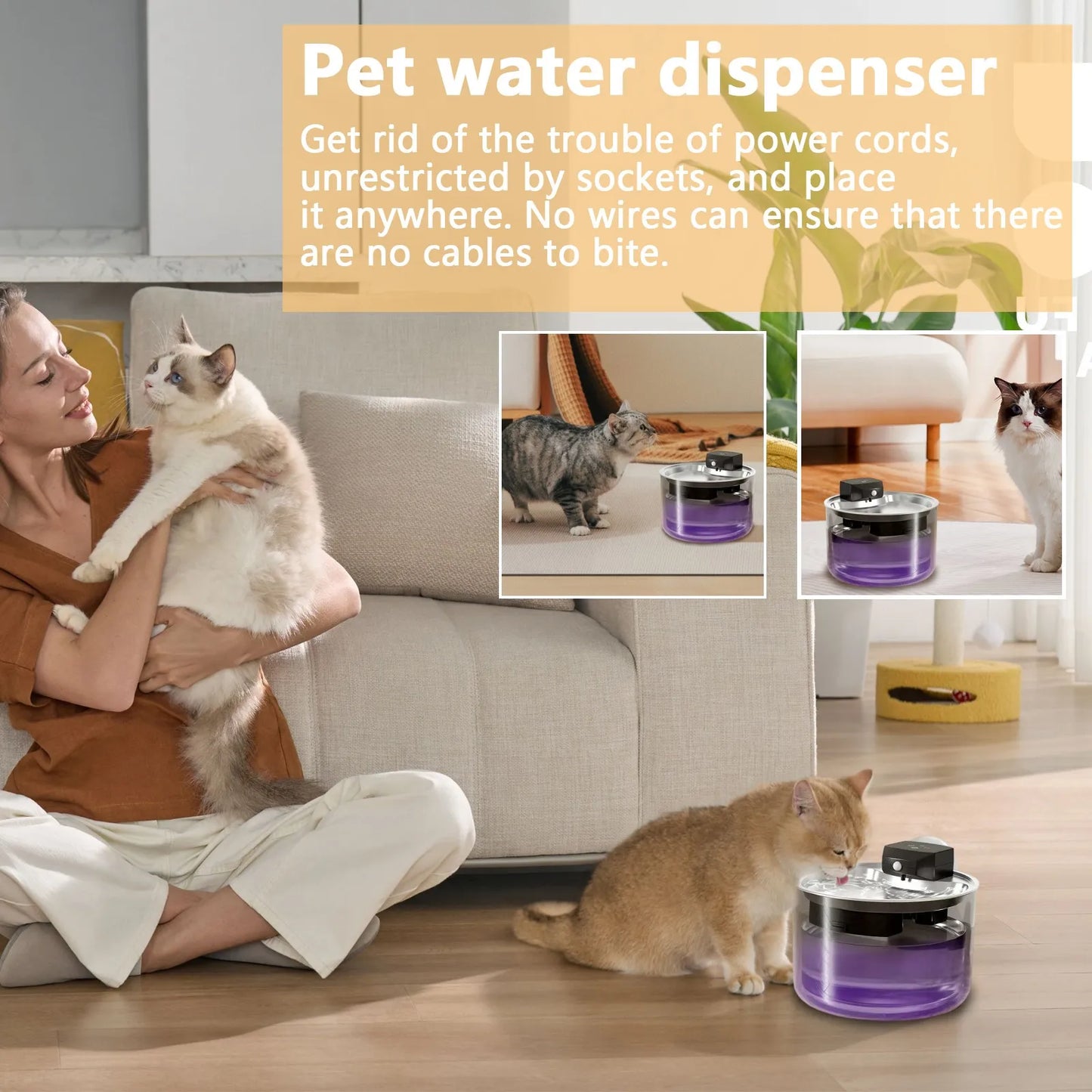 Pet Drinking Stainless Steel Pet Sensor Drinking Feeder Wireless Automatic Circulation Water Dispenser Indoor Water Dispenser