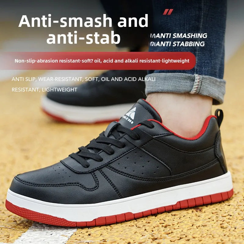 Steel Toe Man Work Boots Industrial Fashion Safety Shoes Men Non-Slip Work Sneakers Construction Waterproof Work Mens Shoes