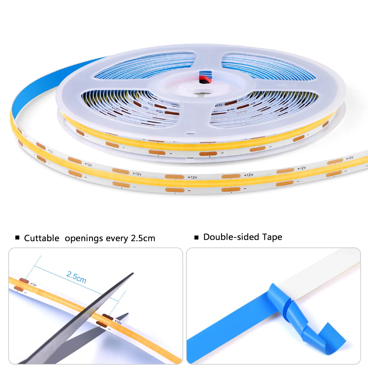 12V COB LED Strips Tape DIY Smart Closet Wardrobe Under Cabinet Light Ribbon With Tuya Smart Life WIFI Control LED Light Switch