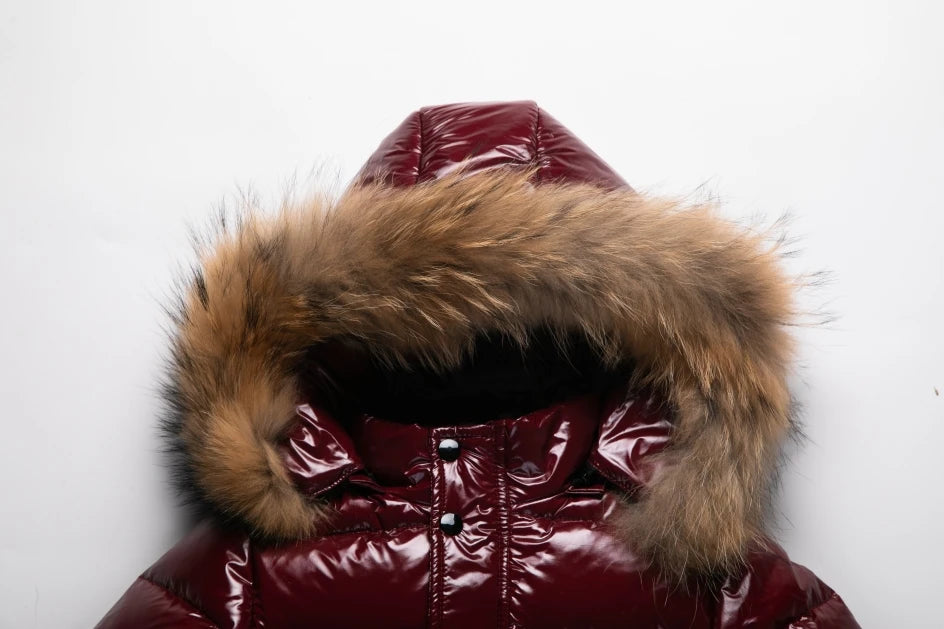 2025 Winter Down Jacket For Girl Real Fur Waterproof Shiny Thicken Warm Boy Winter Outerwear Coat 1-8 Years Kids Parka Outfit