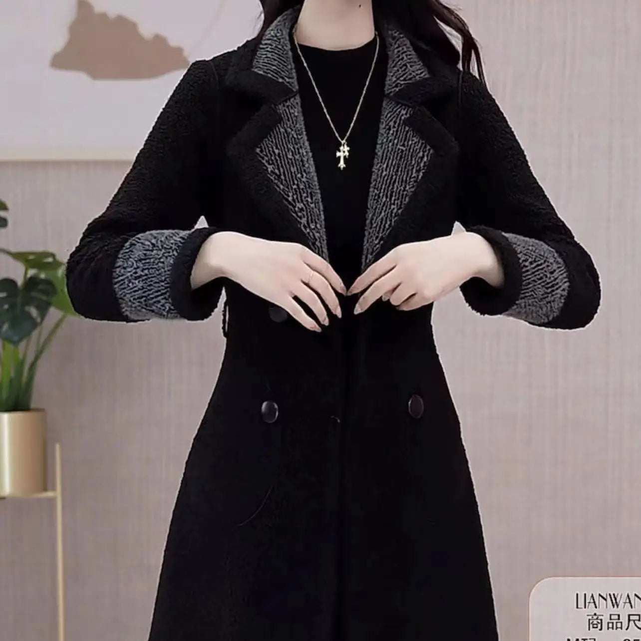 High-quality Female Woolen Coat On Both Sides 2025 Autumn And Winter New Double Sided Wear Suit Collar Woolen Coat Gray Black