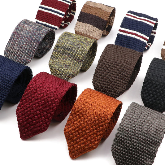 New Mens Knitted Ties Classic Striped Skinny Necktie For Business Wedding Party British Style Necktie Winter Neck Wear Accessory