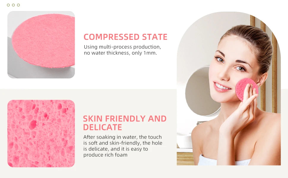 25pcs Compress Face Wash Puff Natural Wood Pulp Sponge Face Wash Puff Foaming Face Puff Cosmetic Puff Face Cleansing Sponge