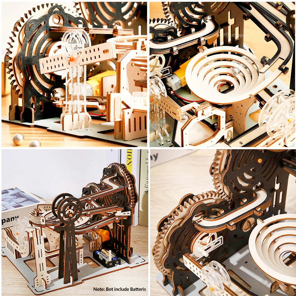 3D Wooden Puzzle DIY Marble Run Building Model Kit STEM Educational Construction Toys for Kids Adults Teens Boys Girls Gifts