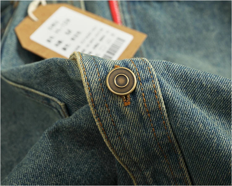 Spring Autumn New American Retro Long-Sleeve Lapel Solid Color Denim Shirt Men's Fashion 100% Cotton Washed Old Casual Blouses