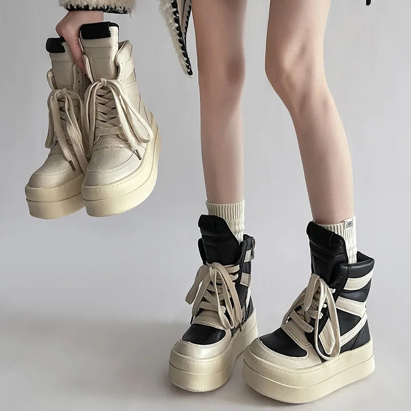 Shoes for Women Women's Ankle Boots Trendy Retro High-top Women's Shoes Fashion Casual Chunky Platform Luxury Designer Sneakers