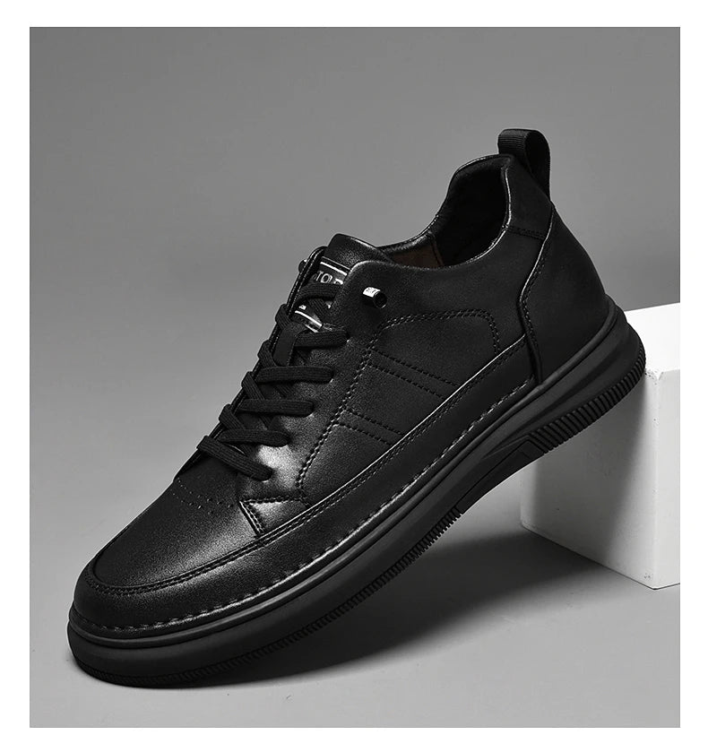 Spring Autumn Men's Inner Heightening Shoes Leather Sports Casual Shoes Invisible Height Increasing Shoes Men Sport Elevator 8CM