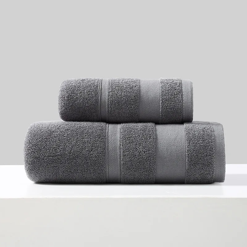 Battilo Cotton Bath Towel Soft Absorbent Face Hand Towels Luxury Hotel Spa Bathroom Towel Solid Beach Towel 2Pcs Bath Towel Set