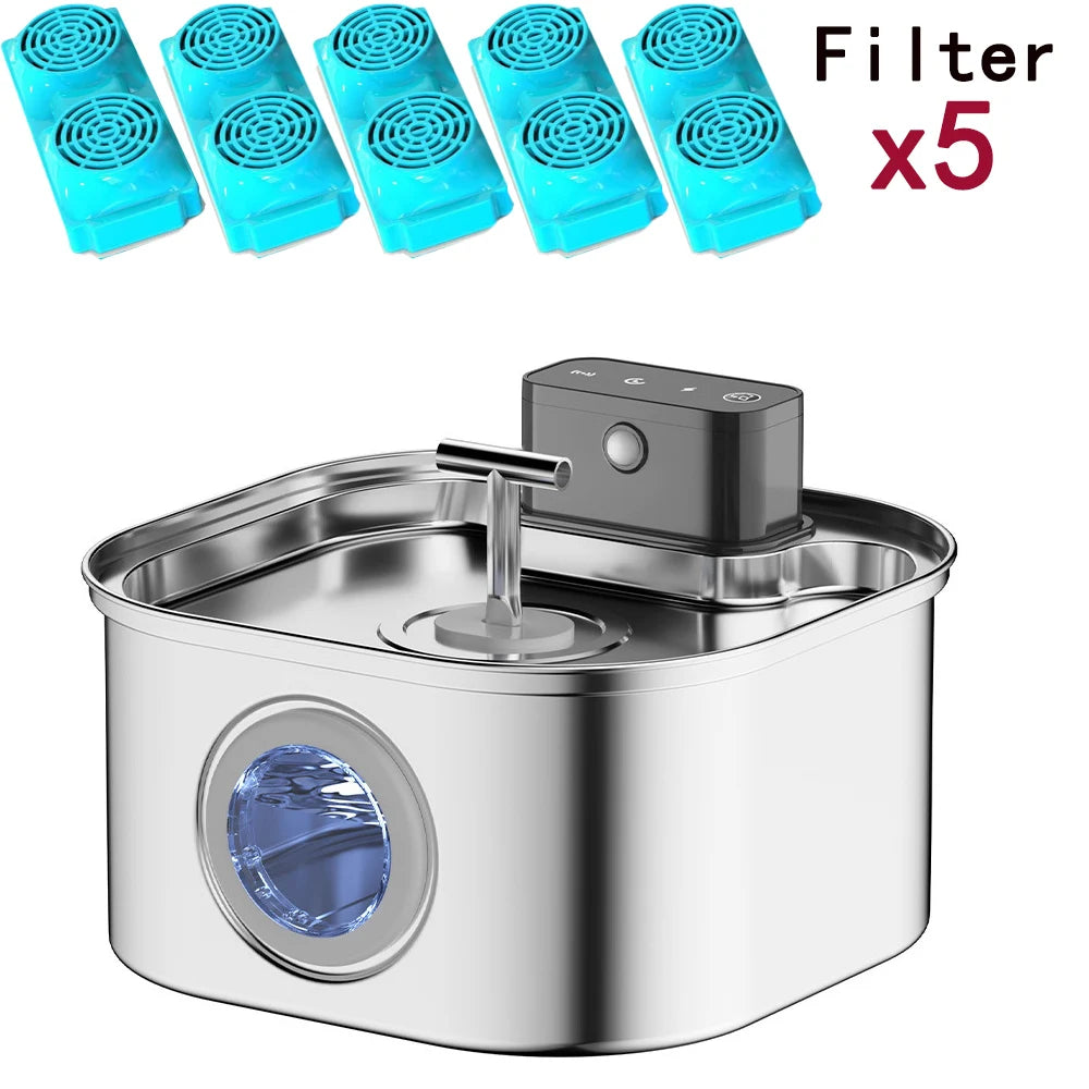 Stainless Steel Wireless Cat Water Fountain 4000mAh Pet Water Dispenser For Dog Cat Infrared Sensor Smart Pet Drinkier Fountain