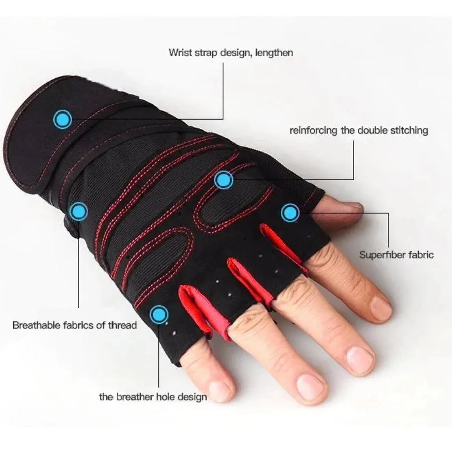 Ventilated Weight Lifting Gym Workout Gloves with Wrist Wrap Support for Men & Women,Full Palm Protection,for Weightlifting