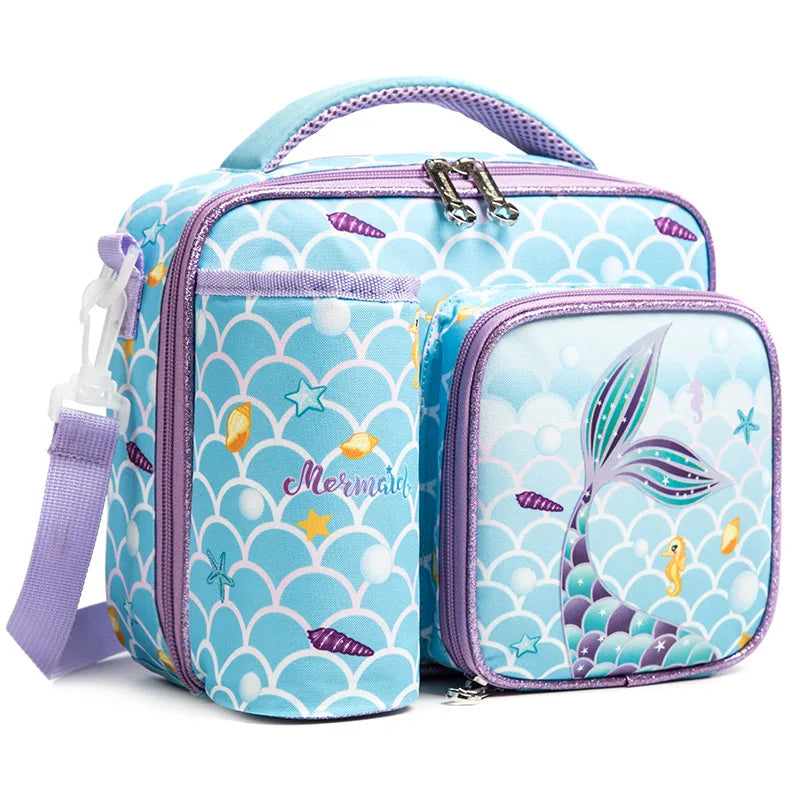 Primary School Lunch Bags for Children Complete Kit Handbags for Boys Lunch Box With Bottle Pockets Lunch Accesorios for Kids