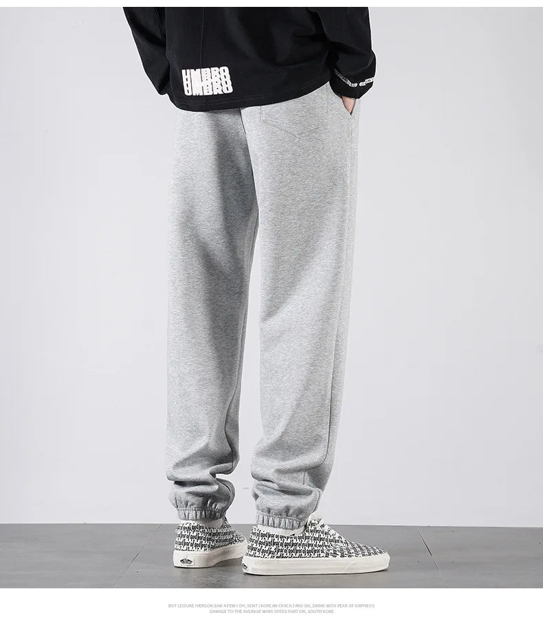 Men Big Tall Sweatpants Extra Long Length Sports Jogger Male Winter Fleece Sweat Pants Black Cotton Stretch Elastic Waist  120cm