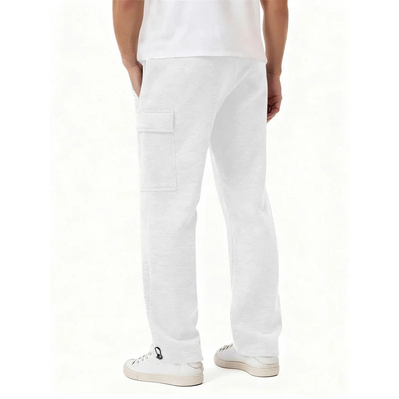 spring autumn Mens Sweatpants Straight Joggers Sports Streetwear Multi-pocket Pants Loose Drawstring casual Long Pants Men