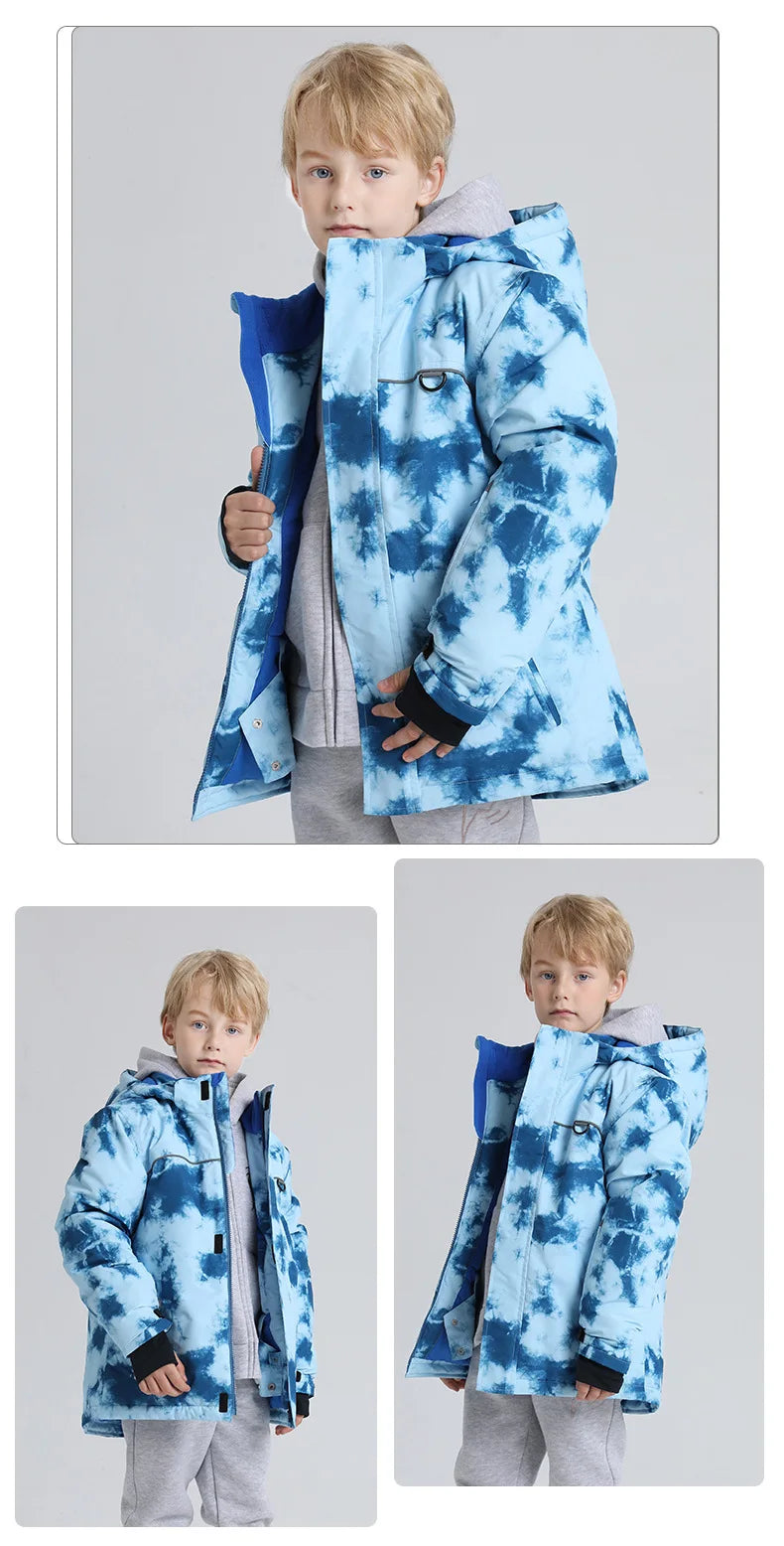 Winter Ski Jackets Children Waterproof Thickening Snowboarding Jackets Boys Thermal Coldproof Windproof Skiing Clothes Coats