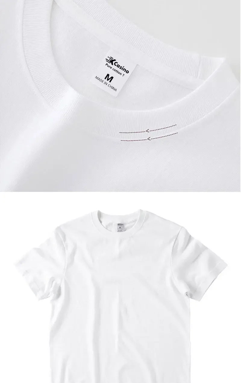 Men Women 100% Cotton  T-shirt Solid Color Trend Leisure Short Sleeve Black White Gray High Quality Heavy Fabric Loose T Shirt