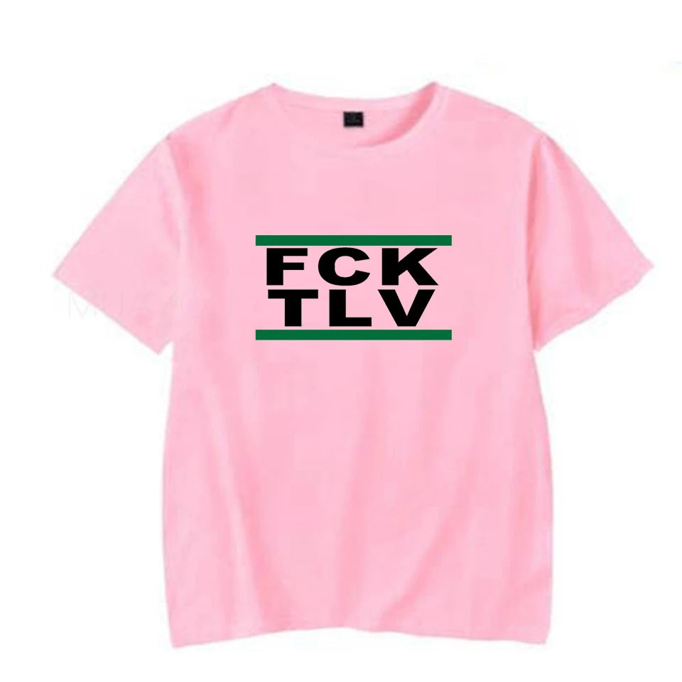 Summer Tops Printed FCK TLV T shirts Crew Neck Casual Tops Men Women Short Sleeve T-Shirt 4XL