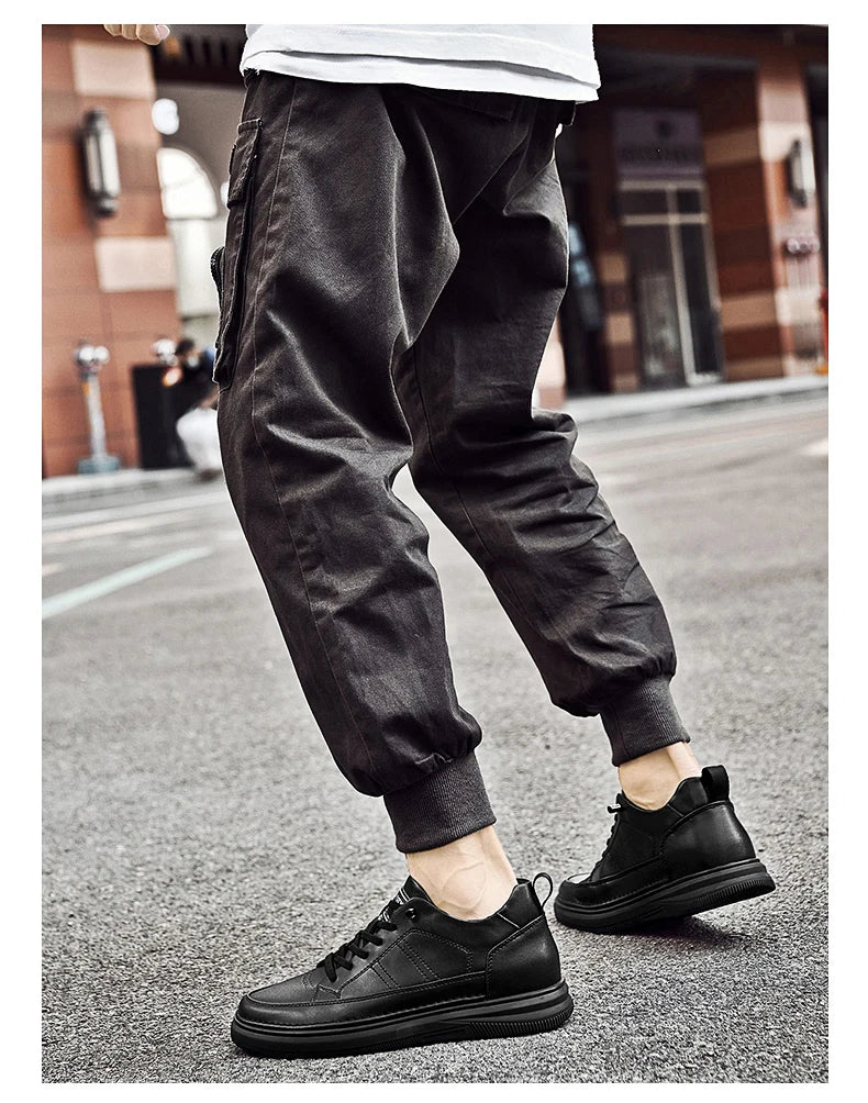 Spring Autumn Men's Inner Heightening Shoes Leather Sports Casual Shoes Invisible Height Increasing Shoes Men Sport Elevator 8CM
