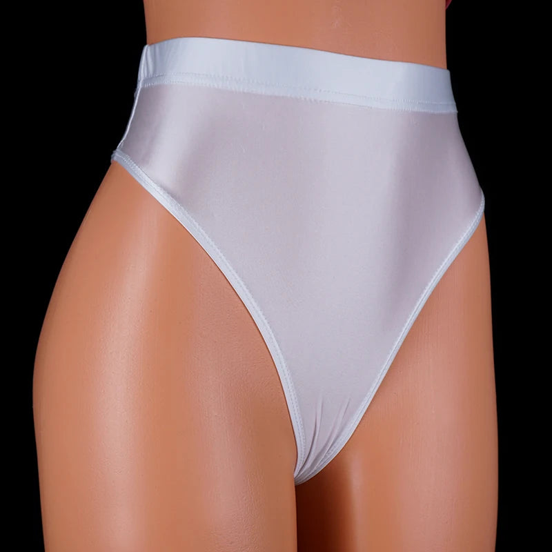 Japan Style Women Sexy thongs Shiny Smooth High Waist G-string Sexy T-Back lingerie Thong UnderWear Satin Glossy Femme Tight