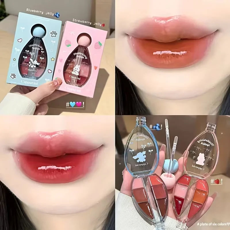 6 Colors Mirror Lip Glaze,Hydrating Plumping,Long-Lasting Wear,Easy to Apply & Full Pigmentation,Jelly Glass Lips,Gift for Women