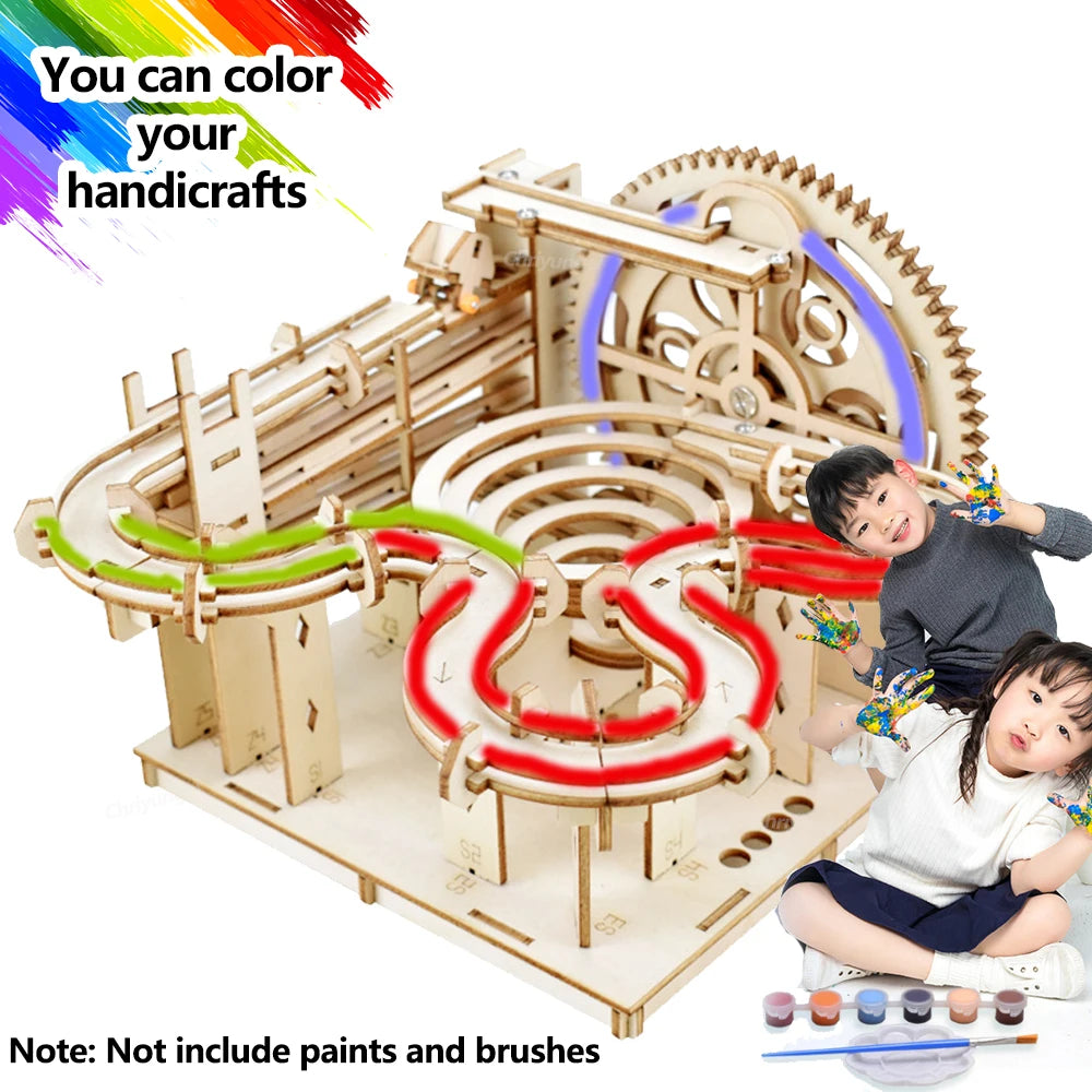 3D Wooden Puzzle DIY Marble Run Building Model Kit STEM Educational Construction Toys for Kids Adults Teens Boys Girls Gifts