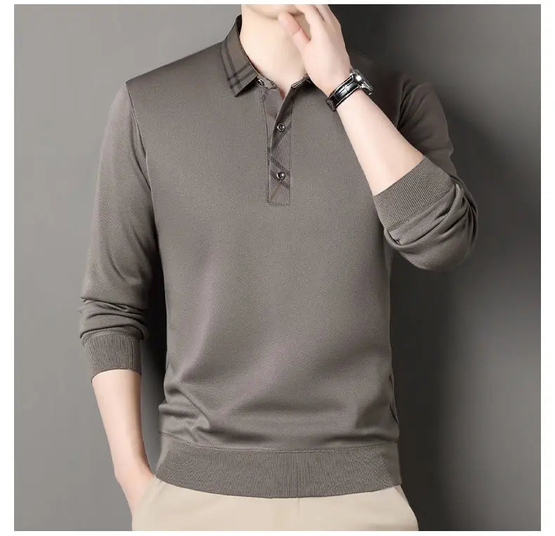 Winter Pullovers Men Knit Polo Shirts Fashion Fleece Lined Polo Sweaters Jumper Thick Knitting Polo Shirts