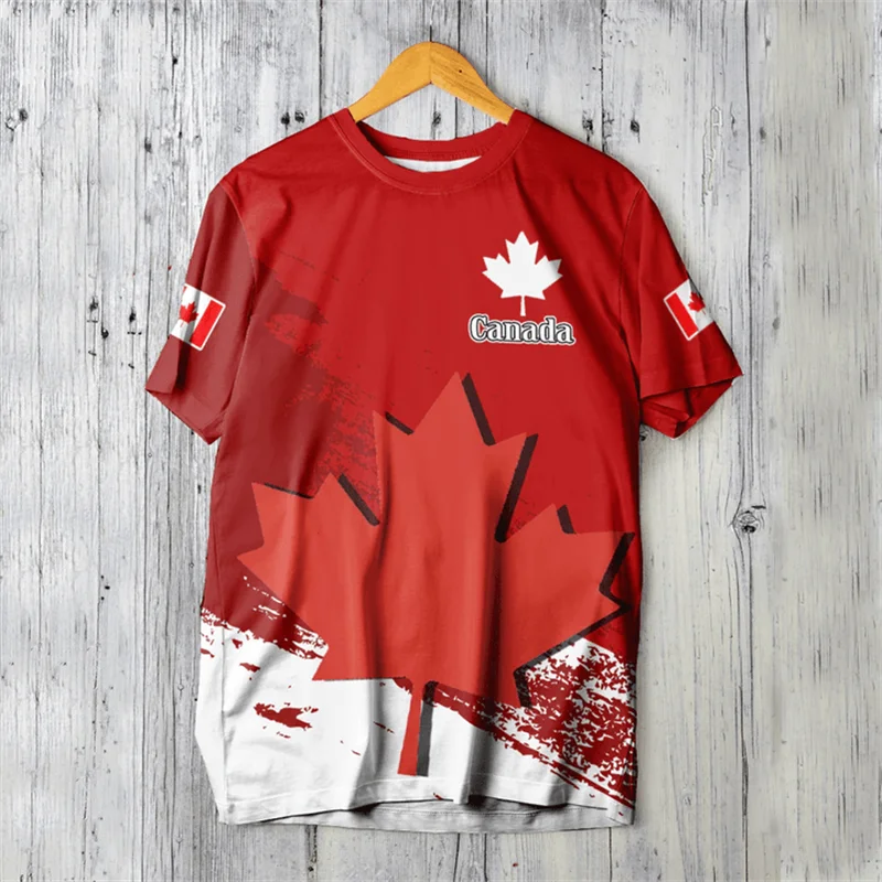 Canada Day T-shirt Canadian Flag Emblem Maple Leaf 3D Printed Streetwear Men Women Fashion Oversized T Shirts Tees Tops Clothing