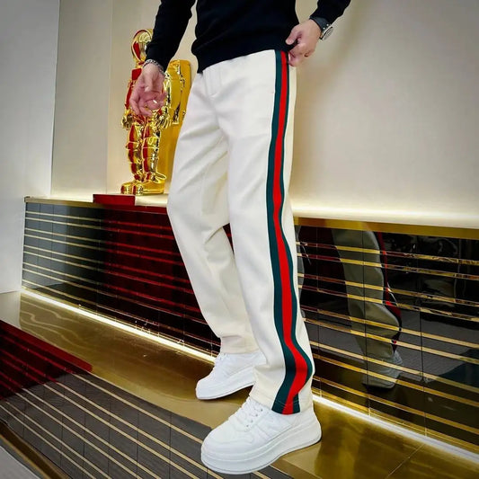 Men's Casual Pants Autumn Winter Fleece Sweatpants Men Running Jogger Sports Gym Trousers Fashion Solid Color Workout Long Pants