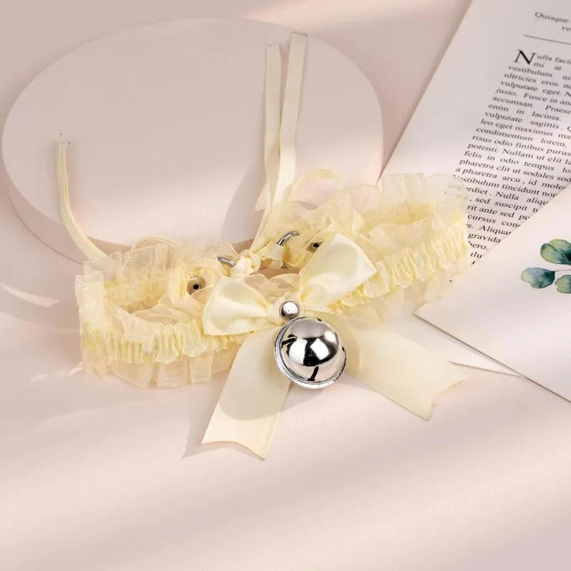 Japanese Bow Lace Lace Bell Necklace Choker Collarbone Neck Accessory Sexy Sweet Soft Girl Neck Strap Cos Maid Collar