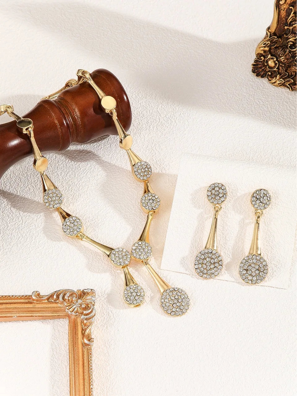Necklace Earrings Exquisite Set Golden Quiet Elegant Bridal Banquet Jewelry Gifts For Women