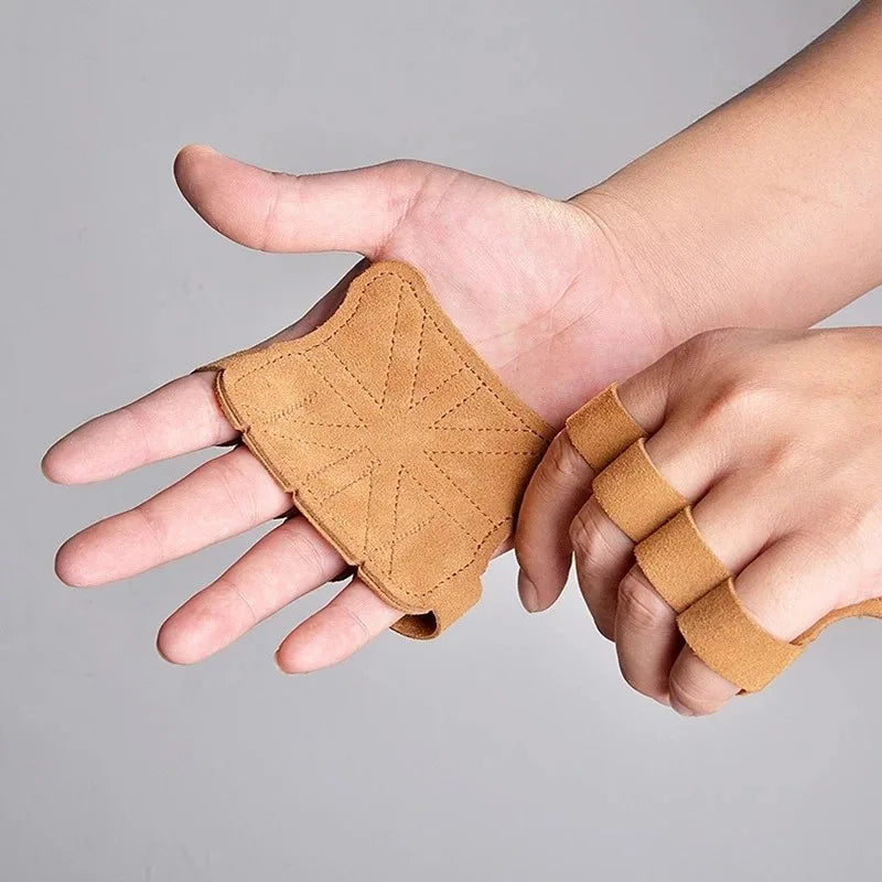 2pcs Fitness Gloves for Pull-Ups | Multi-Color Cowhide Leather Palm Protection | Non-Slip, Wear-Resistant Grip