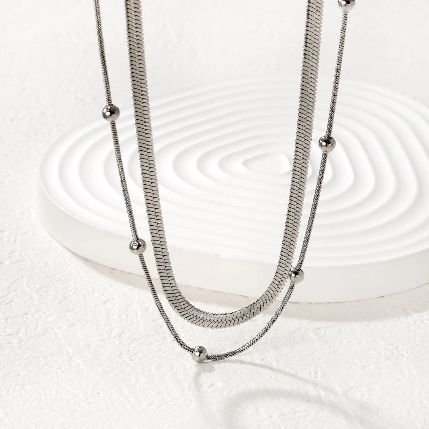 Fashion Trend Collarbone Necklace Double-Layer Chain Jewelry Stainless Steel Gold-Plated Elegant Waterproof Accessory for Women