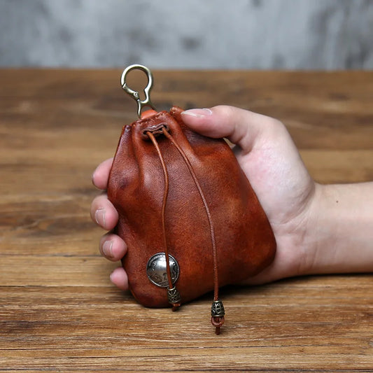 Genuine Leather Key Bag  First-layer Cowhide Coin Purse Simple Waist Bag Creative Lucky Bag Card Bag