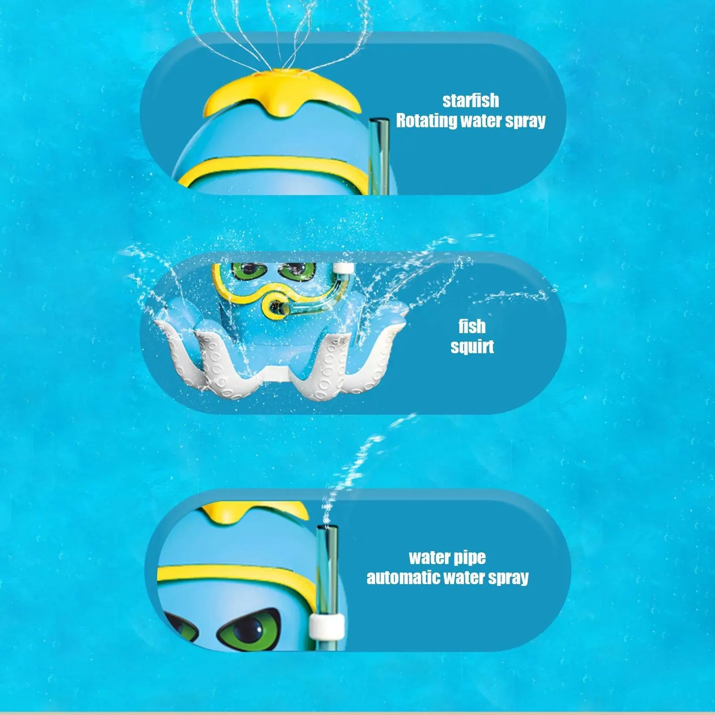 outdoor Water Toy Baby Bath Toys Cartoon Squid windmill Sprinkler Rotating Spray Garden Yard  Fun Games Toys for Kids boys girls