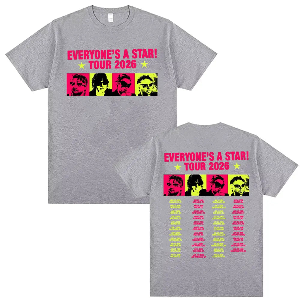 5 Seconds of Summer Everyone's A Star Tour 2026 Album T-shirts Men's Women Retro Hip Hop Style T Shirt Summer Tops Loose T-shirt