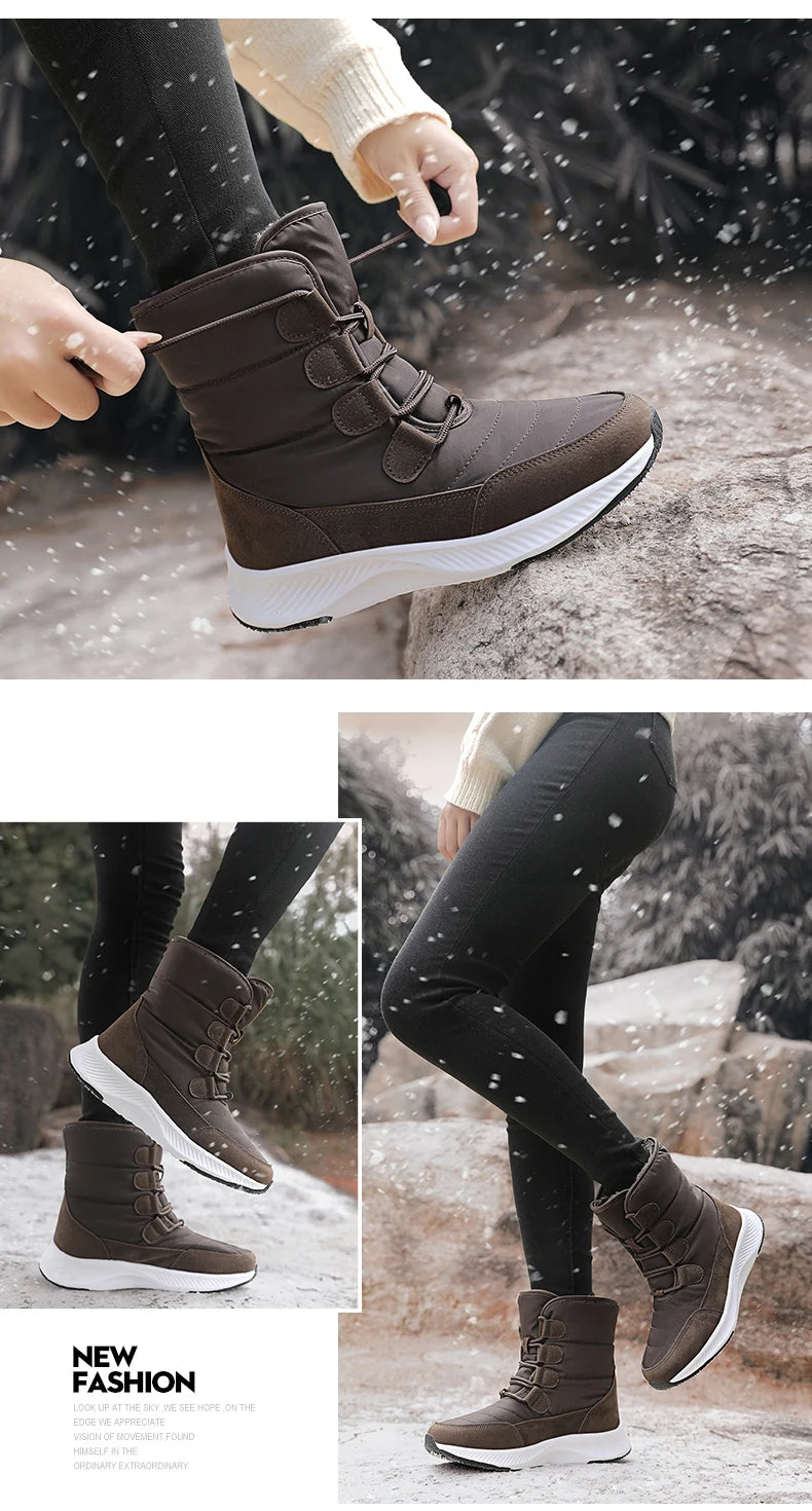 2026 Women's Shoes Winter Fashion Ankle Boots Women Keep Warm Female Lace Up Waterproof Boots Ankle Shoes Street Nurse Boots