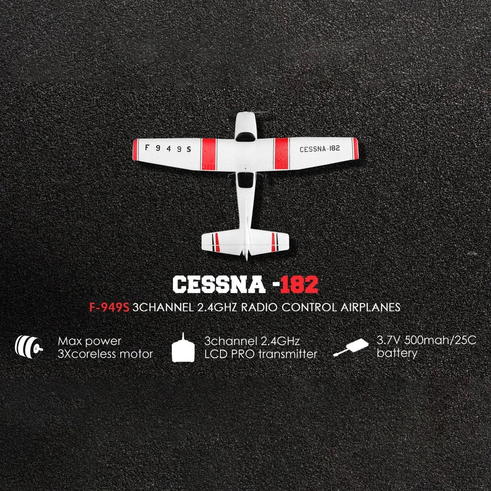 WLtoys 2.4G F949 RC Airplane Cessna 182 3D6G 3Ch Fixed Wing Plane Outdoor Drone RTF With Gyroscope RC Toy Gift for Adults