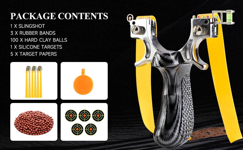 Strong Aiming Slingshot, High-quality Metal Anti Slip Handle Sling Shot, Outdoor Hunting Shooting Slingsshot, Practice Package
