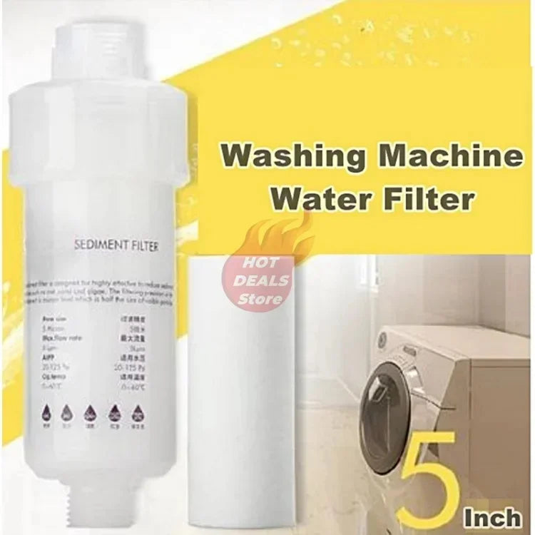 5'' PRE FILTER Water Filter Cartridge Washing Machine Filter with Adapter Bathroom Water Heater Toilet Household Purifier
